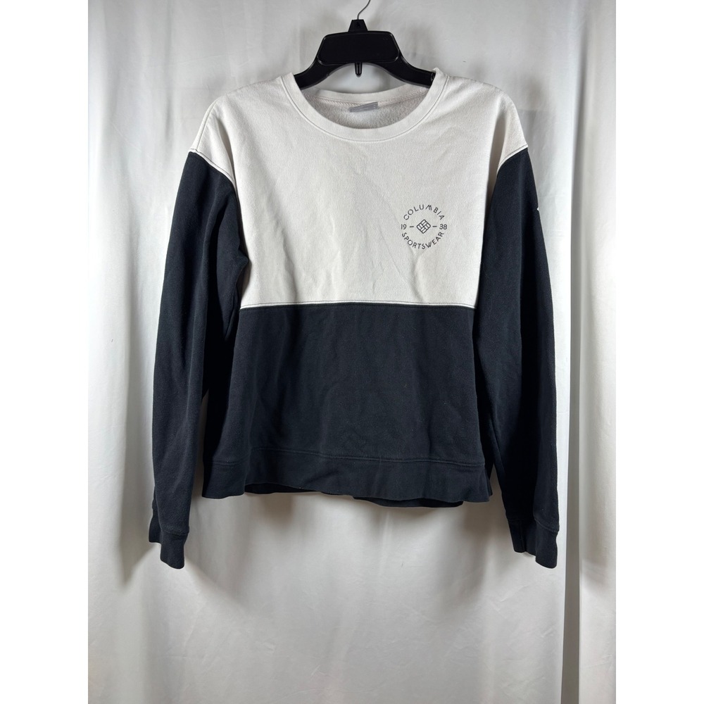 Columbia Sportswear Womens Colorblock Crewneck Sweatshirt White Black Size M